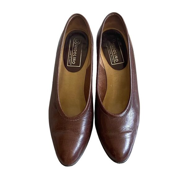 Bandolino Vintage Brown Leather Slip-On Pumps Shoes Heels Made In Italy 7 - Picture 11 of 12